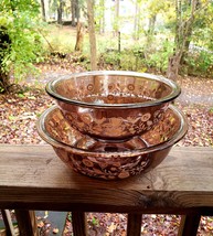 2 Pyrex Amber Festive Harvest Bowls - $40.00