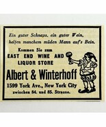 1945 WW2 German-USA NYC Advertisement Albert &amp; Winterhoff East End Liquo... - $383.93 MXN