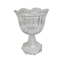 Vintage 8&quot; tall SOGA Round Glass Large Flower Compote Made in Japan Contemporary - £22.38 GBP