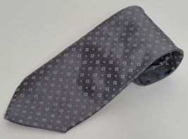 Ermenegildo Zegna Silk 61&quot; Neck Tie Gray Geometric Designer Italian 100% Silk - £23.46 GBP