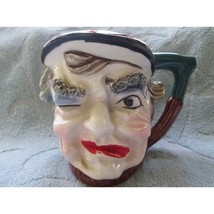 Toby type mug, winking man, spaghetti eyebrows, 4 1/2&quot; tall, vintage - $25.00