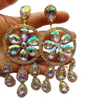 AB Chandelier Earrings, Rhinestone Pageant Drop Earrings, Dangle Austrian Crysta - £35.79 GBP