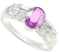 Oval Pink Sapphire Diamond Wedding Ring for Women in 18k White Gold - £2,396.91 GBP