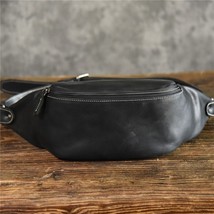 PNDME high quality cowhide simple vintage chest bag genuine leather men&#39;s should - £69.90 GBP