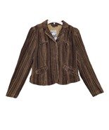 NWT Vtg Garfield &amp; Marks Womyn Women&#39;s 4 Brown Velour Striped Blazer Jac... - $86.01 CAD