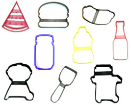 BBQ Grill Summer Picnic Camping Reunion Set Of 9 Cookie Cutters USA PR1351 - £15.09 GBP