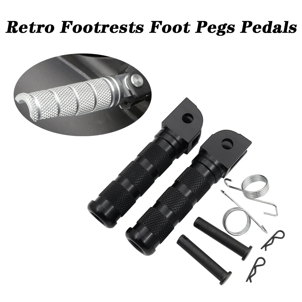 1 Pair Retro Footrests Foot Pegs Pedals Motorcycle CNC Aluminum Footpegs... - $30.07