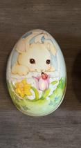 Vintage 1986 Enesco Easter Egg Tin with Bunny in Basket Jigsaw Puzzle - £11.98 GBP