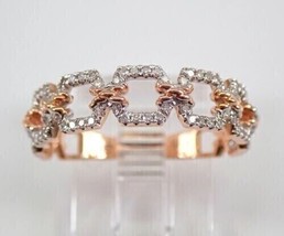 14k Rose Gold Over 2Ct Round Simulated Full Eternity Wedding Band Ring Women - £109.50 GBP