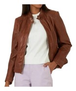 Leather Jacket Women Womens Biker Size Moto Motorcycle Soft Vintage Zip ... - $2,580.42 MXN