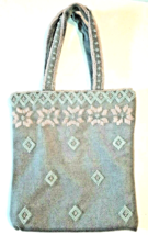 Wool Beaded Bag Purse Vintage Gray Pink Downton Abbey AS IS Clearance Boho - £8.13 GBP