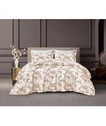 CHARLOTTE FLOWERS TAUPE COLOR DECORATIVE BEDSPREAD QUILTED SET 3 PCS QUE... - $59.39