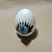 Cracked Egg Clay Pottery Bird Single Parrot Blue Hand Painted Signed Mex... - $14.83