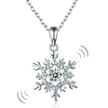 1Ct Dancing Stone Snowflake Pendant Necklace Bridal Wedding 14k White Gold Over - £89.58 GBP