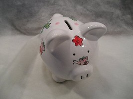 PERSONALIZED (ANNA) PIGGY BANK WITH DECORATED BODY w/FLOWERS &amp; BUTTERFLIES - £7.10 GBP
