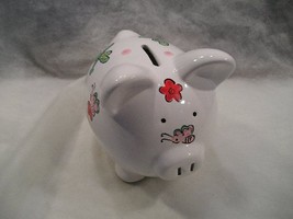 PERSONALIZED (ANNA) PIGGY BANK WITH DECORATED BODY w/FLOWERS &amp; BUTTERFLIES - £6.97 GBP