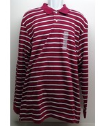 John Ashford Size XL ESSENTIALS Red Wine Striped Long Sleeve New Mens Po... - $48.51