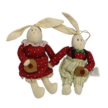 Vintage Collectable Creations Bunny Rabbits Boy and Girl With Hearts Plu... - $19.99