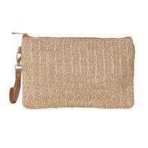 Straw Wristlets Clutch Tan - $301.58 MXN