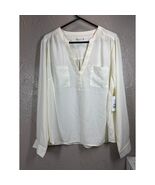 89th &amp; Madison Womens Ivory Cloud Dancer long Sleeve Top Shirt Blouse Sz... - €25,73 EUR