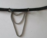 Black Leather and Silver Triple Drop Chain Collar - $49.50