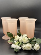 4 Vintage Indiana Frosted Pink Rose Glass Colonial Glass Panels Parfait ... - €23,25 EUR