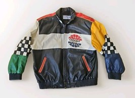 Vtg Legends Cars Leather Jacket 02wear 2xl  Color Block Racing Jacket Rare - £91.85 GBP