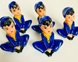 5 Vintage 1960s Blue Boy Scout Party Favor Cake Toppers Figurines Hong Kong - $19.95