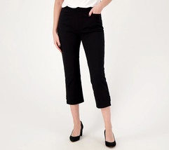 Susan Graver Premium Stretch Crop Pants with Tab Detail BLACK, X-LARGE  A575920 - £30.65 GBP