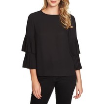 NWT Womens Size XS Nordstrom 1.STATE Black Pleated Sleeve Blouse Top - £22.24 GBP