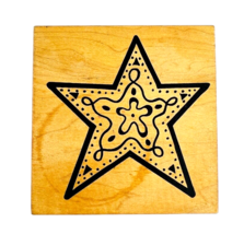 Vintage Great Impressions Art 5 Pointed Star Decorated  Rubber Stamp H81... - £15.62 GBP