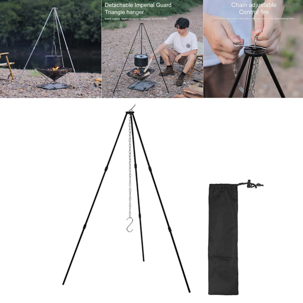 Camping Bonfire Tripod Portable Aluminum Alloy Cooking Pot Frame Tool Stainless - £13.63 GBP+