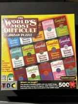 The WORLDS MOST DIFFICULT 500 PC JIGSAW PUZZLE CAMPBELLS SOUP- Souper Ha... - $15.40