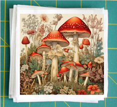 Mushrooms Quilt Block Image Printed on Fabric Panel MR0870 - $3.60+