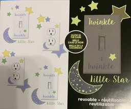 Moon &amp; Stars Bubbles Light Switch Sticker Outlet Stickers Glow in the Dark - £3.94 GBP