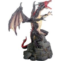 Black and Red Flying Dragon Fantasy Statue Figurine Mythical Decoration ... - $40.98