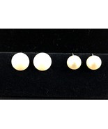 Vintage Costume Jewelry, 2 Pair Richelieu Twist Back Pearl Button Earrin... - $20.32 CAD
