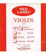 Super Sensitive Red Label Violin 4/4 Size Flat Wound E Medium Gauge Set ... - £16.51 GBP