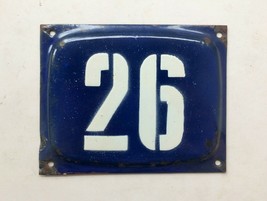 Vintage Enameled Metal House Number 26 Plaque/ Sign, Blue Enamel Address sign 26 - £19.98 GBP