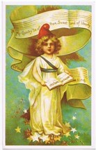 Patriotic Postcard Lil Lady Liberty Singing My Country Tis of Thee - $2.96