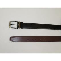 Men's VALENTINI Plain Leather Belt Pin Buckle Reversible SW63 Black or Brown image 4