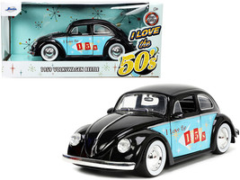 1959 Volkswagen Beetle Black with Graphics &quot;I Love the 50&#39;s&quot; Series 1/24 Diecast - $42.27