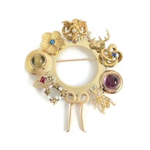 Vintage Hodgepodge Collection Gemstone Pearl Brooch 14K Yellow Gold, 13.... - £1,994.39 GBP