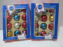 Vintage Glass Ornaments Multicolor Coby Retro 1970&#39;s 2 boxes set of 24 - £19.55 GBP