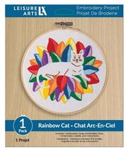 Leisure Arts Rainbow Cat 6 Inch Embroidery Kit 49807 - $12.66