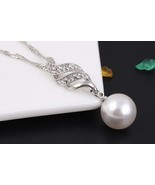 Crystal Big Simulated Pearl Jewelry Set Necklace + Earrings - £9.83 GBP