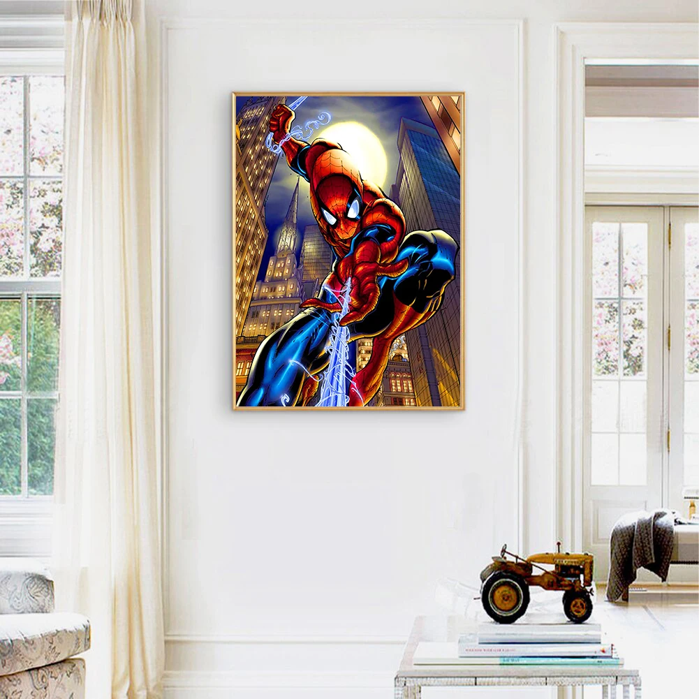 Play  Spiderman Diamond Painting Hero Cartoon Avengers 5D DIY Diamond Embroidery - £23.68 GBP