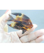 ESTATE Faux Tortoise Carved Fish Pin Brooch - $568.30 MXN