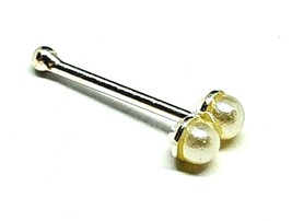Pearl Nose Stud Doble perla gemela cultivada 22 g (0,6 mm) Extremo de bo... - $4.89