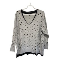 Lane Bryant Sweater V Neck Black Grey Polka Dot Womens Plus Size 26/28 - $19.34